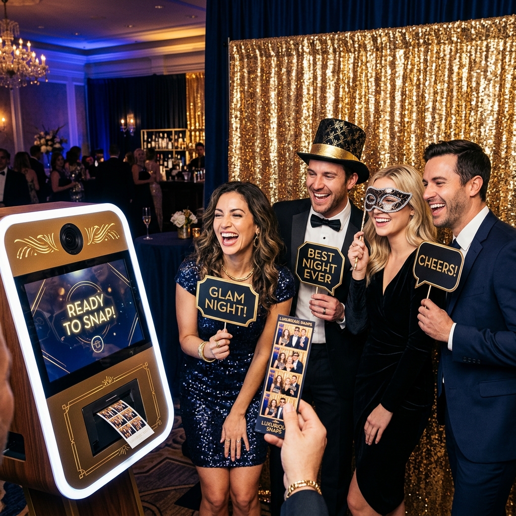 Guests using premium photo booth